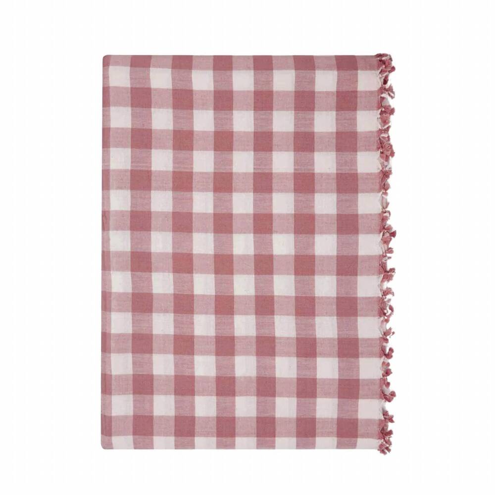 NEW HEATHER TAYLOR HOME gingham rosa tablecloth in pink